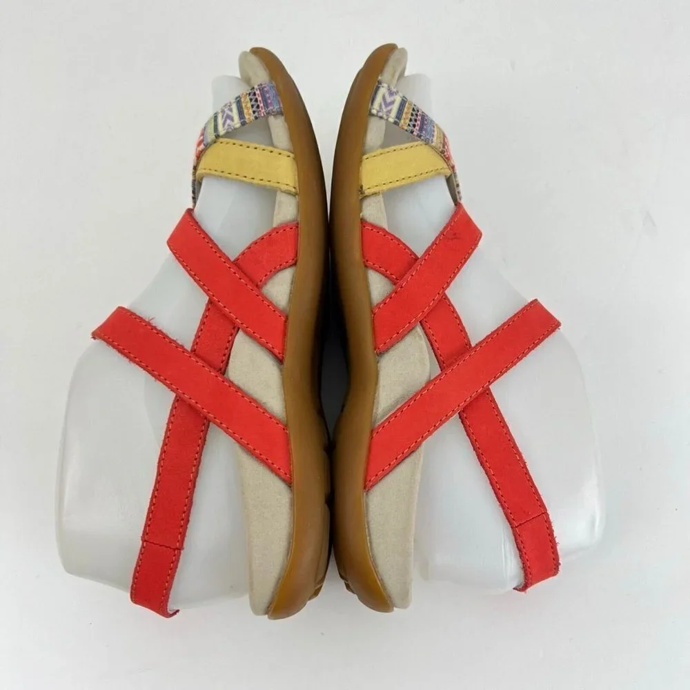 Abeo Womens‎  Laguna Sandals Multi Color Orange  Size US 5  Neutral Footbed